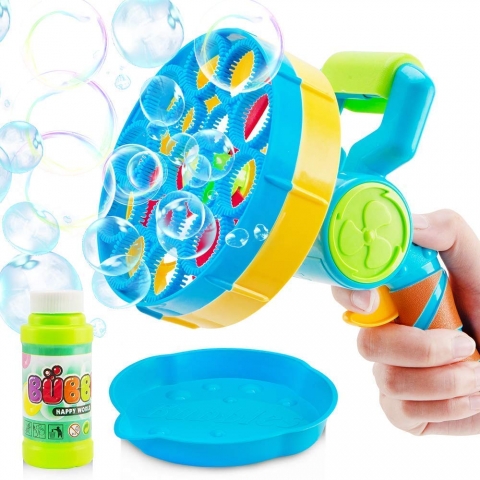 Skindy Bubble Blower 2 in 1 Hand-Held Cartoon Mini Leak-proof Entertainment  Vivid Color Pull Line Fan Bubble Stick Kindergarten Toys 