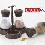 Excel Ware Black Dining Stand Designer Spice Rack Set for Kitchen