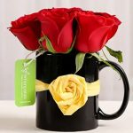 Black Mug of Red Roses