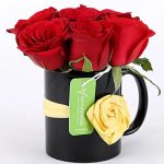 Black Mug of Red Roses