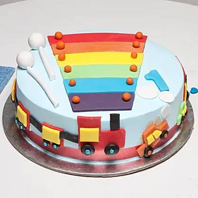 Cool Train First Birthday Vanilla Cake 1 Kg