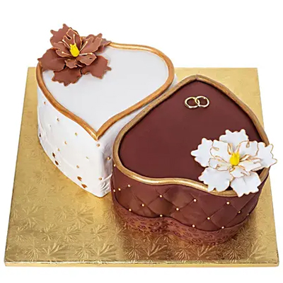 Double Hearts & Ring Chocolate Cake