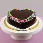 Heart Shaped Chocolate Cake With Gems Half Kg