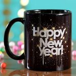 Printed Happy New Year Black Mug