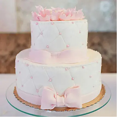 Pink Bow 2 Tier Truffle Cake