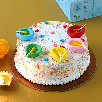 Designer Diwali Diyas Vanilla Cake