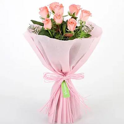 Endearing 8 Pink Roses Bouquet