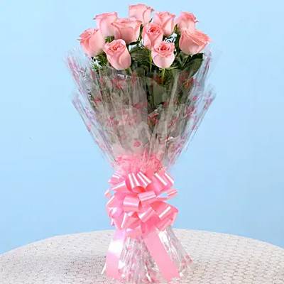 10 Charming Pink Roses Bouquet
