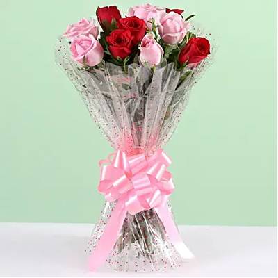Classy Elegant Pink & Red Rose Bouquet
