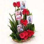 Personalised Red Roses Basket Arrangement