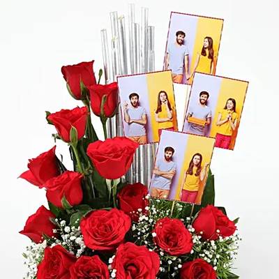 Personalised Red Roses Arrangement
