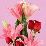 Pink Lilies & Red Roses Love