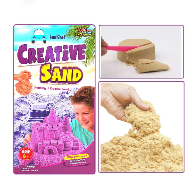 FunBlast Creative Sand for Kids – Kinetic Sand Kit for Kids Activity Toys | Soft Sand Clay Toys for Kids/Boys/Girls Without Mould & Tray – Approx 1 Kg (Natural Color)
