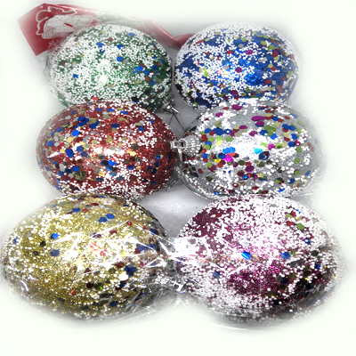 Round Plastic Christmas Hanging Ball Glitters