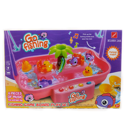 Go Fishing Game Board Playset for Kids with Flashing Lights & 6 Pieces of Music, Floating Ducks, Fishes and Running Water- Fun & Learning Gam
