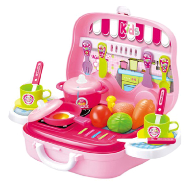 Pretend Play Children Simulation Kitchen Cooking Tableware Dressing Suitcase Kids Plastic Toy Set