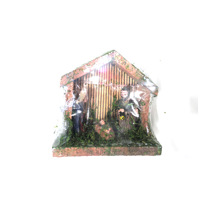 Craft Wooden Hut with Marble Power Made Mary Joseph Baby Jesus Lamb