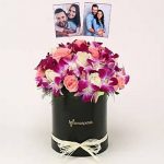 Personalised Black FNP Floral Box Arrangement
