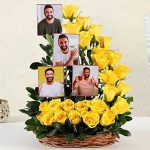 Personalised Yellow Roses Basket Arrangement