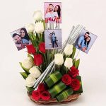 Personalised Red & White Roses Arrangement