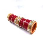 Red Designer Golden Stone with Glass Cut Chura Set for Bridal Dulhan