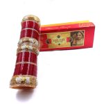 Red Designer Golden Stone with Glass Cut Chura Set for Bridal Dulhan