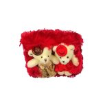 Couple Love Teddy Bears in Basket- 30 cm, CREAM